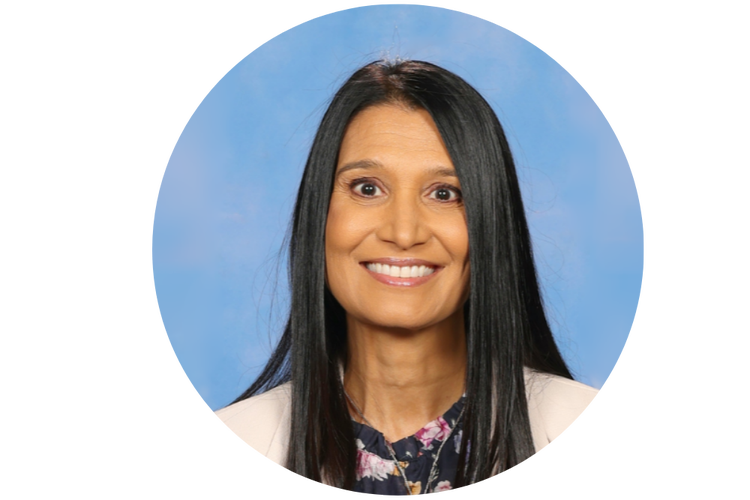 Portrait photo of Mrs Marnie Finch, Business Manager, soft blue background.